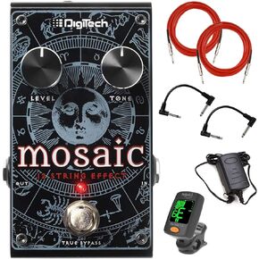 Briskdrop Digitech MOSAIC 12-String Effect Pedal Bundle with 2 Instrument Cables, 2 Patch Cables, and Tuner, Multicolor, Mosaic-Red2x2