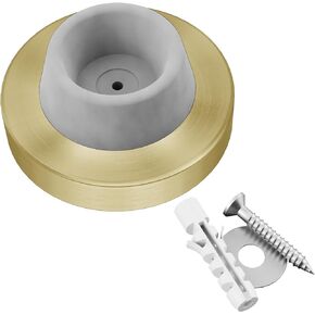 Stainless Steel & Rubber Wall-Mounted Door Stopper by NYCO Architectural Hardware- Heavy Duty Round Door Bumper for Wall & Door Protection- Modern Universal Door Slam Stopper