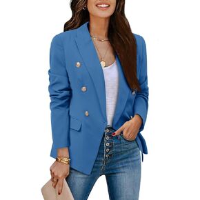 CRAZY GRID Womens Casual Blazer Jacket Gold Button Long Sleeve Work 0ffice Blazer Lapel Open Front Jacket