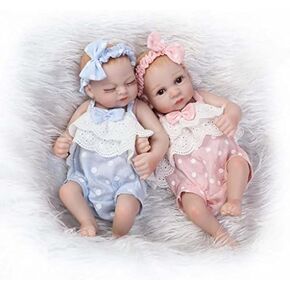 TERABITHIA Mini 10" Realistic Reborn Baby Girls Dolls Silicone Full Body Newborn Twins Washable
