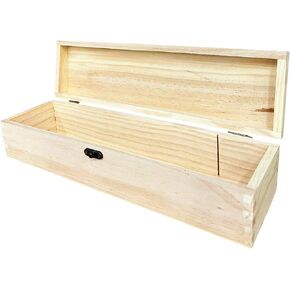 Unfinished Wood Craft Box Unfinished Wood with Clasp Unpainted Rectangle DIY Artist Tool Brush Storage Case for Crafts,Gift Box, Jewelry Box, Photo Box
