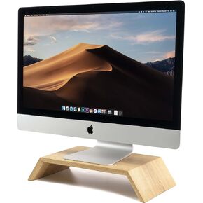 حامل شاشة Oakywood، حامل وضع مريح لجهاز الكمبيوتر iMac، جهاز كمبيوتر في وضع مستوى العين، مصنوع يدويًا ومصقول يدويًا في الاتحاد الأوروبي، ملحقات مكتب المنزل من الخشب الصلب، ارتفاع 9 سم، خشب الجوز in Kuwait