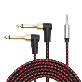 كابل ستيريو 1/8 بوصة إلى مزدوج 1/4 بوصة 3.5 مم TRS إلى مزدوج 6.35 مم 1/4 TS Mono Y Splitter Audio Cord للهواتف الذكية، وأجهزة الكمبيوتر، والخلاط، ومكبر صوت الوسائط المتعددة، وأنظمة ستيريو منزلية (1M/3.3FT)