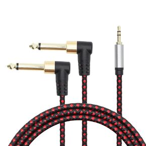 1/8" to Dual 1/4" Stereo Cable 3.5mm TRS to Dual 6.35mm 1/4 TS Mono Y Splitter Audio Cord for Smartphone, PC, Mixer, Multimedia Speaker,Home Stereo Systems(1M/3.3FT)