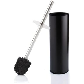 Toilet Brush with Holder - Free Standing Stainless Steel Toilet Brushes Including 3 Brush Heads - Closed Hideaway Design Scrubber Brush with Stiff Bristles for Deep Cleaning (White)