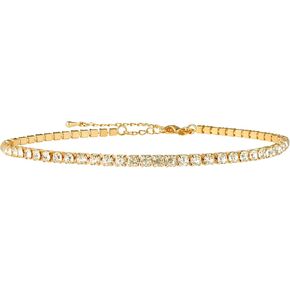 Zealmer Rhinestone Choker Necklaces Silver Sparkling Diamond Choker Crystal Rhinestone Glitter Necklace Gold Plated Jewelry Gifts for Women Girls Bridal Wedding Bridesmaid