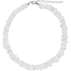 Fablinks White Puka Shell Necklace, Hawaiian Seashell Necklace for Men, VSCO Girl Beach Necklaces for Women, Beachy Beaded Summer Pooka Choker, Heishi Clam Chips Surfer Jewelry