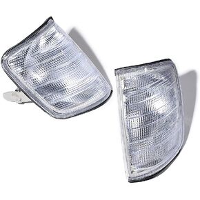 Left+ Right Front Corner Clear Lens Turn Signal Lights Side Marker Lamps Compatible with 1985-1995 Mercedes E Class W124 E300 E320 E420 E500 300CE 300TE 300E 400E 500E