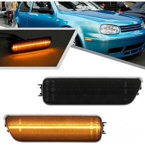 2Pcs Amber LED Side Marker Light for 1999-2006 VW MK4 Golf GTI for 2004 Golf R32 for 1999-2005 VW MK4 Jetta Front Fender Indicator Turn Signal Lights Replace OEM Side Marker Lamp Smoked Lens