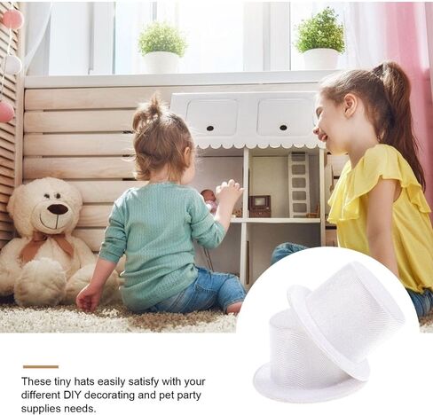 Toddmomy Tiny Hats 2pcs White Felt Top Hats,Mini Felt Top Hats Doll Hats for Snowmen DIY Crafts Christmas Party Decor Tiny Hat in Saudi Arabia