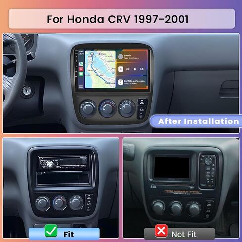 Hikity for Honda CRV 1997-2001 (Manual A/C) Android Car Stereo 2+64GB 9 Inch Touchscreen Car Radio Carplay Android Auto Support GPS Navigation WiFi Bluetooth FM EQ Backup Camera in Saudi Arabia