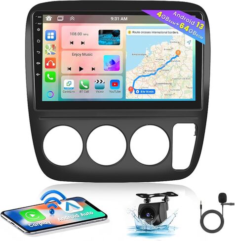 Hikity for Honda CRV 1997-2001 (Manual A/C) Android Car Stereo 2+64GB 9 Inch Touchscreen Car Radio Carplay Android Auto Support GPS Navigation WiFi Bluetooth FM EQ Backup Camera in Saudi Arabia