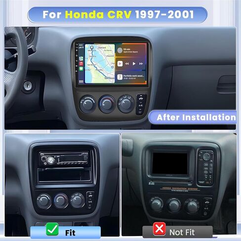 Hikity for Honda CRV 1997-2001 (Manual A/C) Android Car Stereo 2+64GB 9 Inch Touchscreen Car Radio Carplay Android Auto Support GPS Navigation WiFi Bluetooth FM EQ Backup Camera in Saudi Arabia