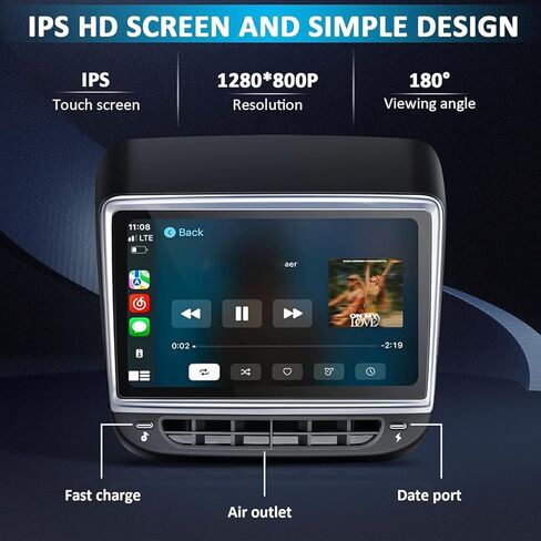 Rear Display Screen for Tesla Model 3&Y, 2017-2024 Accessories for Tesla Model 3 Display 7.2" IPS Touchscreen with Carplay&Android, Auto Air Conditioning Control Seat Heating HD Screen1280x800P in Kuwait