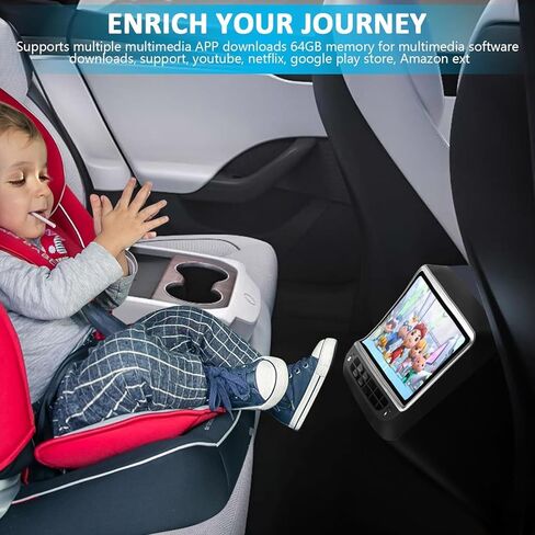 Rear Display Screen for Tesla Model 3&Y, 2017-2024 Accessories for Tesla Model 3 Display 7.2" IPS Touchscreen with Carplay&Android, Auto Air Conditioning Control Seat Heating HD Screen1280x800P in Kuwait