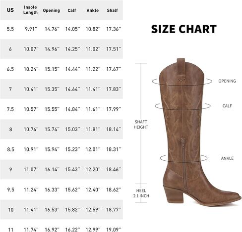 أحذية رعاة البقر الغربية المطرزة للنساء من Athlefit بمقدمة مدببة وكعب مكتنز وسحب على أحذية عالية للركبة in Kuwait