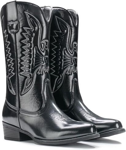 Cowboy Boots For Women Mid Calf Cowgirl Boots Pointy Toe Western Boot in Kuwait