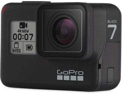 كاميرا GoPro HERO7 Black - مقاومة للماء مع شاشة تعمل باللمس، فيديو بدقة 4K HD، صور بدقة 12 ميجابكسل، بث مباشر واستقرار - مع بطاقة Micro Sd سعة 64 جيجابايت ومجموعة ملحقات محملة مكونة من 50 قطعة (متجددة) in Kuwait