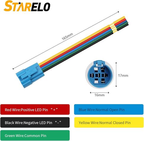 STARELO 16 مم مكبر صوت زر ضغط مؤقت 12 فولت 5/8 بوصة فتحة تركيب 1NO 1NC SPDT مع مقبس توصيل مسبق من الفولاذ المقاوم للصدأ لمحرك السيارات (LED أزرق/غلاف فضي). in Kuwait