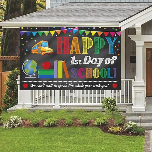 لافتة خلفية لليوم الأول من المدرسة، لافتة ترحيب بالعودة إلى المدرسة لمستلزمات الفصل الدراسي، اليوم الأول من مرحلة ما قبل المدرسة ورياض الأطفال الصف الأول العودة إلى لوازم تزيين الحفلات المدرسية in Kuwait