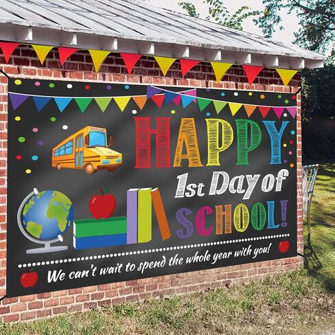 لافتة خلفية لليوم الأول من المدرسة، لافتة ترحيب بالعودة إلى المدرسة لمستلزمات الفصل الدراسي، اليوم الأول من مرحلة ما قبل المدرسة ورياض الأطفال الصف الأول العودة إلى لوازم تزيين الحفلات المدرسية in Kuwait