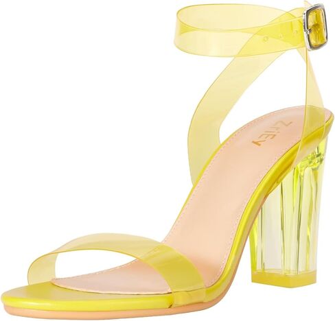 ZriEy Clear Heels For Women Transparent Block Chunky Heeled Sandals | 3.35 Inch Chunky Heel,Round Open Toe High Heel Sandals Wedding Party Bridal Prom Summer Daily Work Clear Dress Shoes in Saudi Arabia