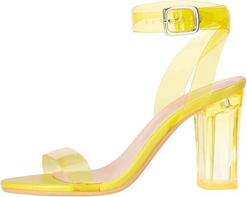ZriEy Clear Heels For Women Transparent Block Chunky Heeled Sandals | 3.35 Inch Chunky Heel,Round Open Toe High Heel Sandals Wedding Party Bridal Prom Summer Daily Work Clear Dress Shoes in Saudi Arabia
