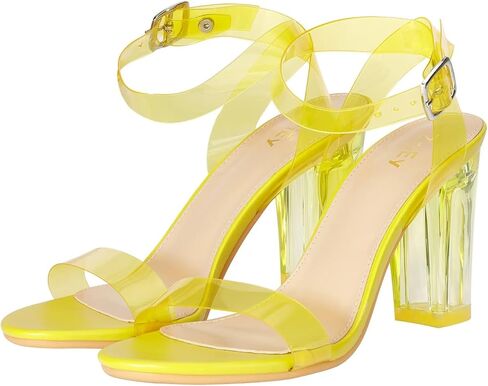 ZriEy Clear Heels For Women Transparent Block Chunky Heeled Sandals | 3.35 Inch Chunky Heel,Round Open Toe High Heel Sandals Wedding Party Bridal Prom Summer Daily Work Clear Dress Shoes in Saudi Arabia