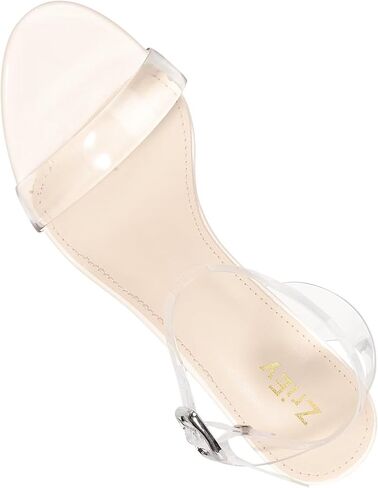 ZriEy Clear Heels For Women Transparent Block Chunky Heeled Sandals | 3.35 Inch Chunky Heel,Round Open Toe High Heel Sandals Wedding Party Bridal Prom Summer Daily Work Clear Dress Shoes in Kuwait