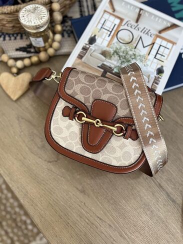 Small Crossbody Bags for Women - Leather Purse Handbag - Fashion Design - Golden Buckle (Light Brown) in Saudi Arabia