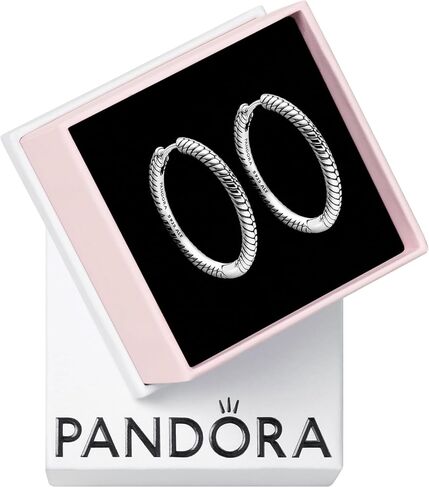 أقراط PANDORA Moments Charm Hoop - هدية رائعة للنساء - أقراط نسائية مذهلة - من الفضة الإسترليني، مع صندوق هدايا in Saudi Arabia