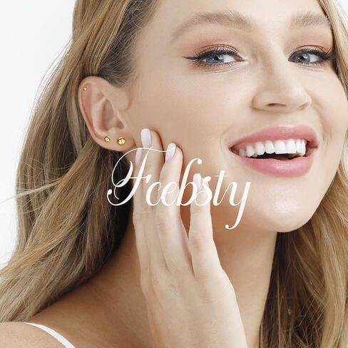 Fcebsty 7 Pairs 14K Gold Studs Earrings 925 Sterling Silver Post Ball Stud Earrings for Women Cartilage Earring Small Gold Stud Earrings for Women Real Gold Ball Studs Nap Earrings 2-8mm in Saudi Arabia