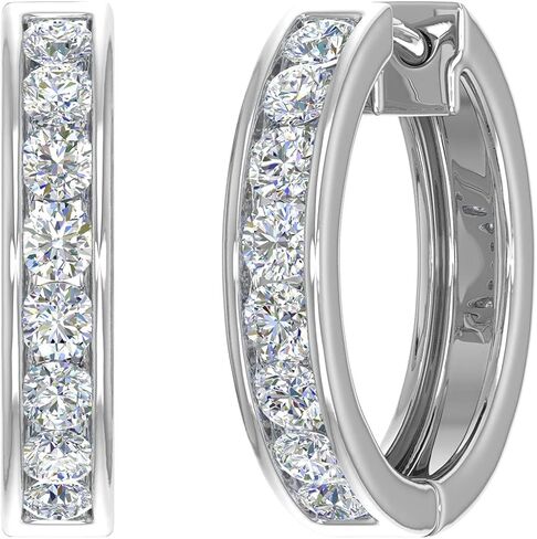 1/2 to 1 Carat Channel Diamond Hoop Earrings in 10K Gold in Saudi Arabia