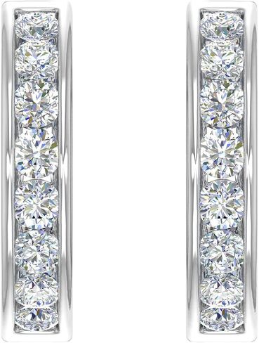 1/2 to 1 Carat Channel Diamond Hoop Earrings in 10K Gold in Saudi Arabia