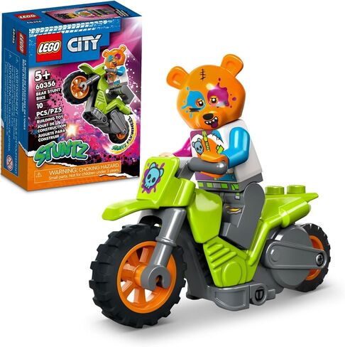 دراجة LEGO City Stuntz Bear Stunt Bike 60356، لعبة دراجة نارية تعمل بعجلة الموازنة لأداء القفزات والحيل، ألعاب للأولاد والبنات من سن 5 سنوات فما فوق، هدية صغيرة أو مجموعة تمديد in Saudi Arabia