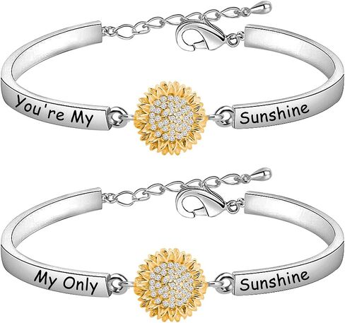 مجموعة أساور عباد الشمس المسافة من HOLLP للنساء والفتيات مجوهرات الصداقة أنت My Sunshine My Only Sunshine سوار الأم والابنة سوار عيد ميلاد مجوهرات عيد الأم in Saudi Arabia