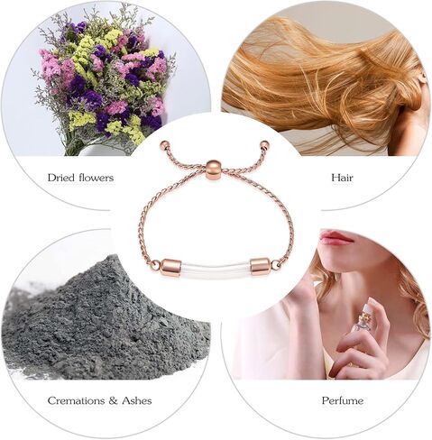 سوار حرق الجثث من الفولاذ المقاوم للصدأ من Constantlife للرماد - سوار زجاجي شفاف على شكل جرة مجوهرات تذكارية للرجال والنساء in Kuwait