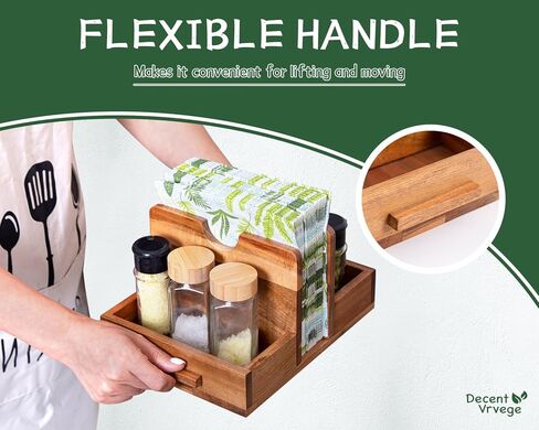 حامل مناديل، حامل مناديل مع علبة هزازة فلفل ملح مدمجة، موزع مناديل من خشب السنط لسطح طاولة الطعام، حامل ورق مستقيم - حافظ على مطبخك مرتبًا ومنظمًا in Kuwait