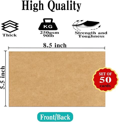 100 Pack 4x6 Kraft Blank Cardstock Paper - Card Stock for Printer Postcards, Photo Paper Invitations, Greeting, Notes, Thank You, Index Cards - Plain for Writing, Stamping, Printing, Art, DIY Making in Saudi Arabia