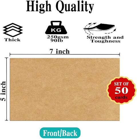 100 Pack 4x6 Kraft Blank Cardstock Paper - Card Stock for Printer Postcards, Photo Paper Invitations, Greeting, Notes, Thank You, Index Cards - Plain for Writing, Stamping, Printing, Art, DIY Making in Saudi Arabia