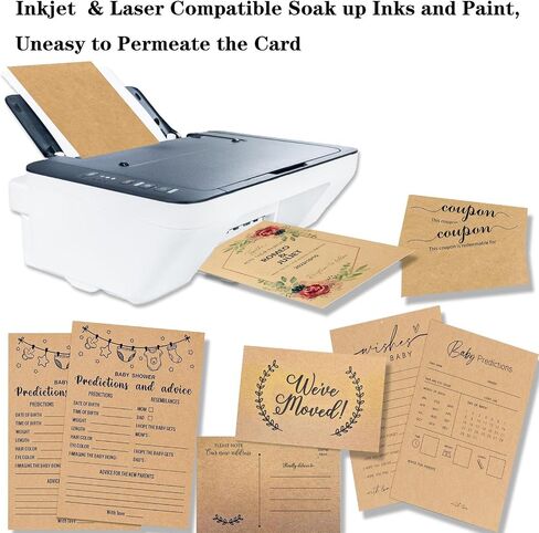 100 Pack 4x6 Kraft Blank Cardstock Paper - Card Stock for Printer Postcards, Photo Paper Invitations, Greeting, Notes, Thank You, Index Cards - Plain for Writing, Stamping, Printing, Art, DIY Making in Saudi Arabia