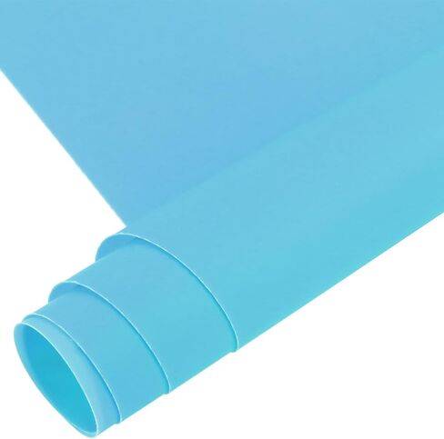 Smooth Solid Color PVC Jelly Roll Vinyl Faux Leather Fabric 12"X53"(30cmX135cm) for Making Crafts,Hair Bows,and Sewing Craft Projects (Blue) in Saudi Arabia
