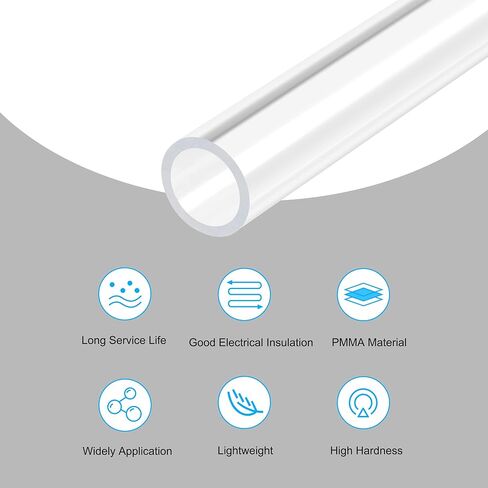 MECCANIXITY Acrylic Pipe Rigid Round Tube Clear 9mm(3/8") ID 12mm(1/2") OD 305mm(12") for Lamps and Lanterns,Water Cooling System 2pcs in Saudi Arabia