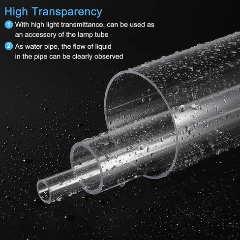 MECCANIXITY Acrylic Pipe Rigid Round Tube Clear 9mm(3/8") ID 12mm(1/2") OD 305mm(12") for Lamps and Lanterns,Water Cooling System 2pcs in Saudi Arabia