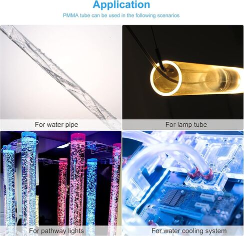 MECCANIXITY Acrylic Pipe Rigid Round Tube Clear 9mm(3/8") ID 12mm(1/2") OD 305mm(12") for Lamps and Lanterns,Water Cooling System 2pcs in Saudi Arabia