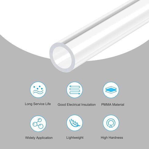 MECCANIXITY Acrylic Pipe Rigid Round Tube Clear 9mm(3/8") ID 12mm(1/2") OD 305mm(12") for Lamps and Lanterns,Water Cooling System 2pcs in Saudi Arabia