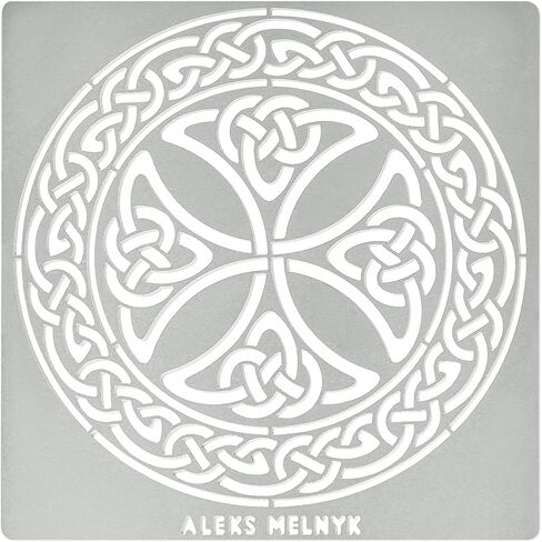 Aleks Melnyk No.38.2 Metal Journal Stencil, Celtic Knot, Cross, Scandinavian, Viking Symbol, Stainless Steel Irish Stencils, Template Tool for Wood Burning, Pyrography and Engraving, Crafting, DIY in Saudi Arabia