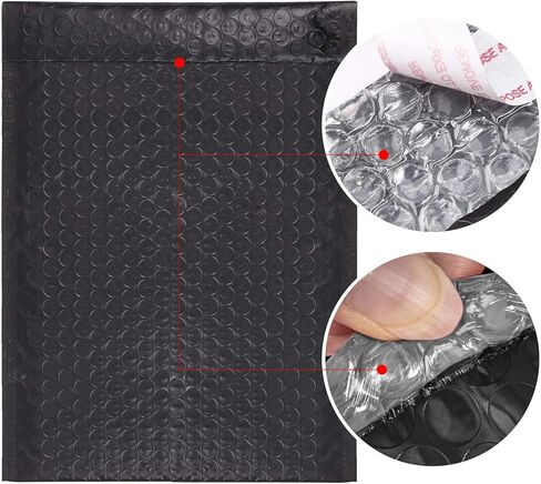24 قطعة من مغلفات الفقاعات البلاستيكية ذاتية الغلق المبطنة والمغلفات الشحن المبطنة بالفقاعات مقاس داخلي 10 × 6.3 بوصة (أبيض + أسود) in Kuwait