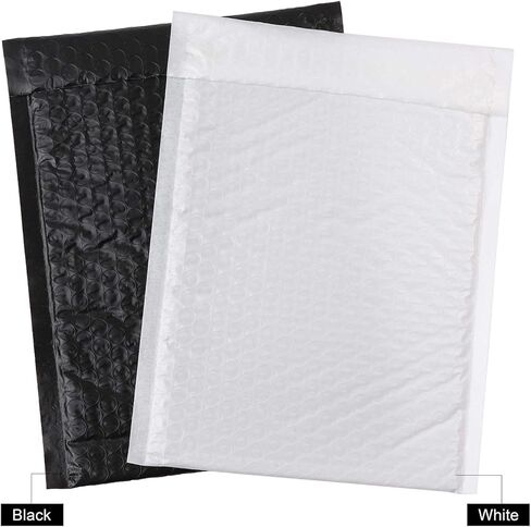 24 قطعة من مغلفات الفقاعات البلاستيكية ذاتية الغلق المبطنة والمغلفات الشحن المبطنة بالفقاعات مقاس داخلي 10 × 6.3 بوصة (أبيض + أسود) in Kuwait