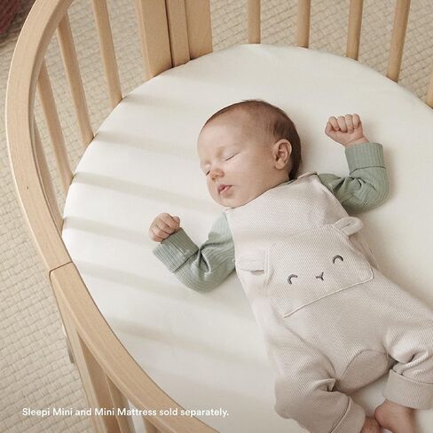 Stokke Sleepi Mini Fitted Sheet, Dots Sage - Soft Sheets for Sweet Dreams - Made for The Oval Sleepi Mini Mattress - Safe, Stylish & Washable - 100% Fine Cotton Percale in Saudi Arabia